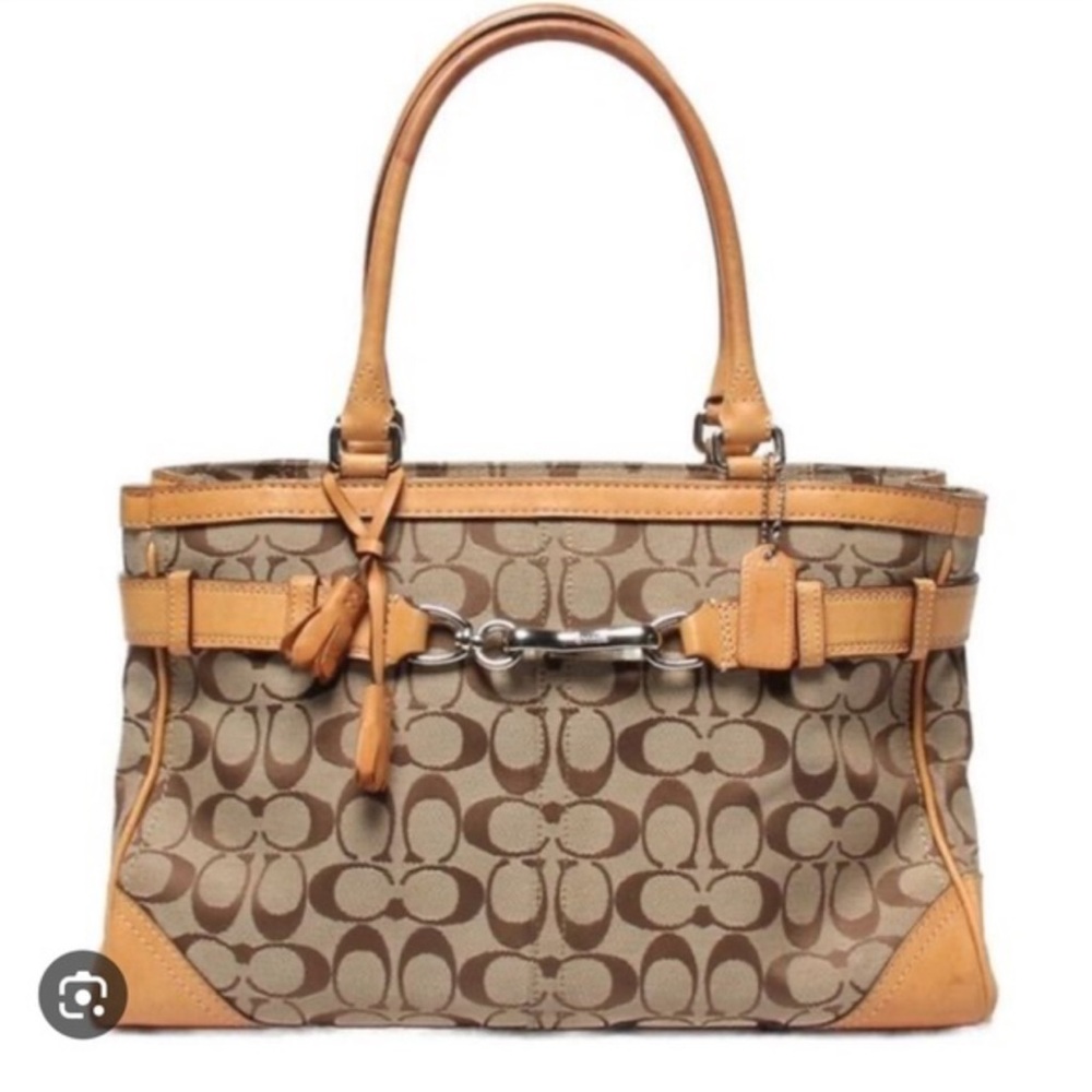 Coach Hampton canvas leather signature logo bag